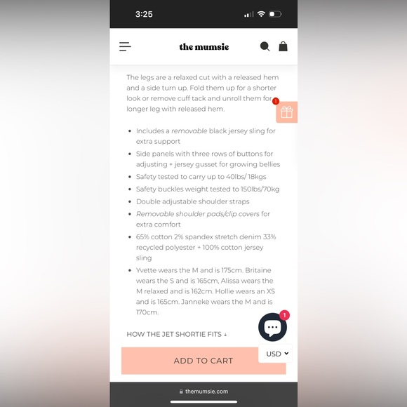 Mumsie Maternity Overalls- Jetset Shortie - Picture 4 of 7